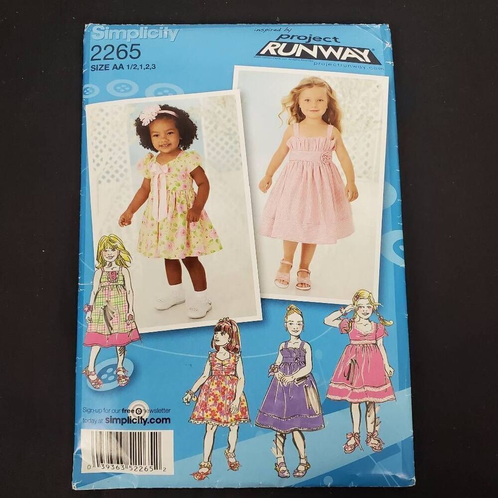 Simplicity Pattern 2265, Size AA 1/2, 1, 2, project Runway, Girls dress *NEW*